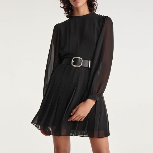 The Kooples Dresses & Skirts - Pleated Short Black Dress W/ Shoulder Buttons - the Kooples size small (1) NWT